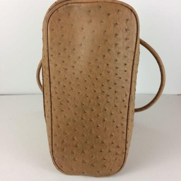 Reflections Shoulder Tote Tan Vegan Ostrich Faux Leather Purse Zipper Closure - Picture 5 of 8